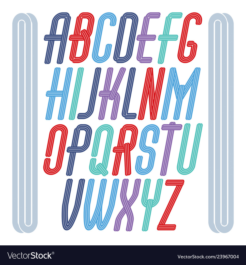 Funky tall upper case english alphabet letters Vector Image