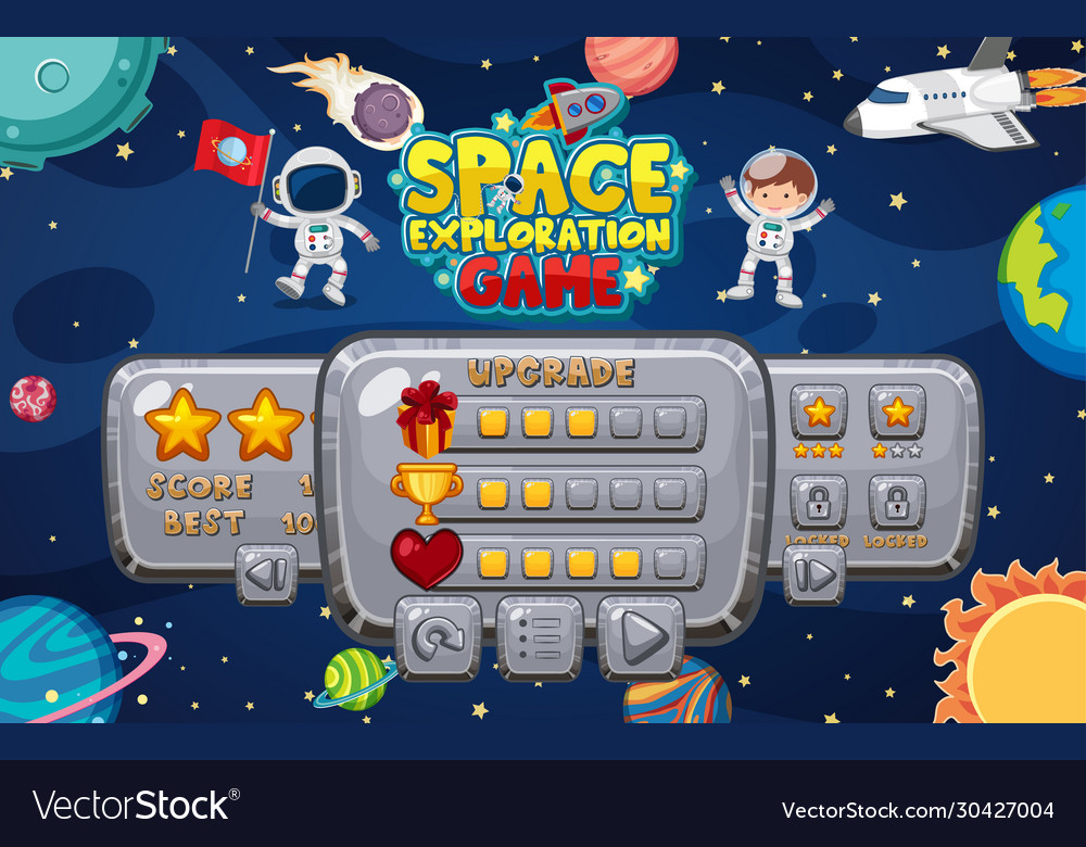 Game template with many planets in space