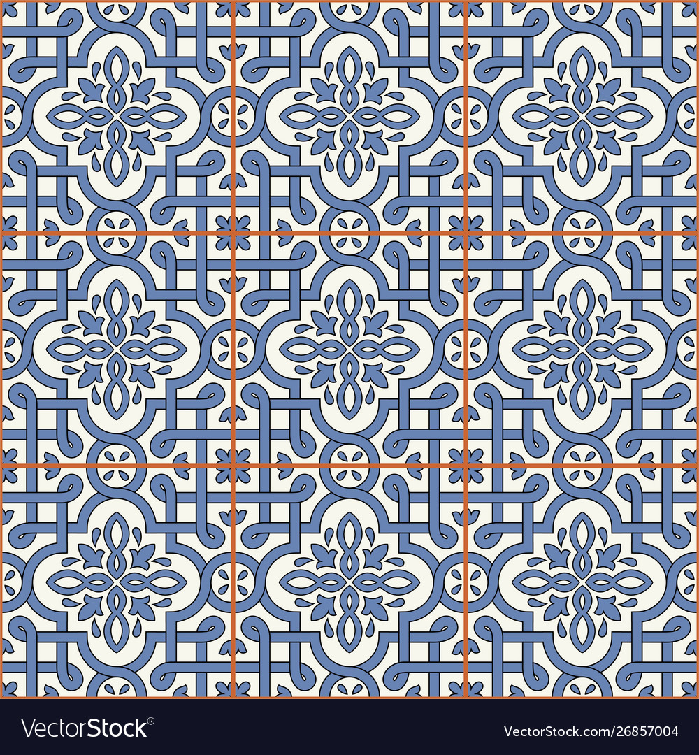 Gorgeous seamless pattern from tiles and border Vector Image