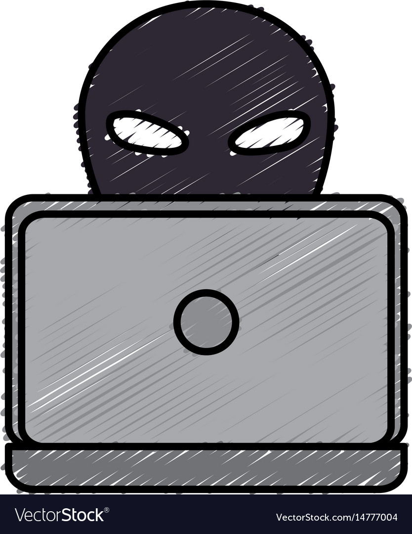 Hacker with computer avatar character