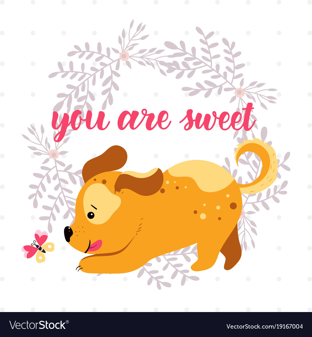 happy playing cartoon dog background vector image