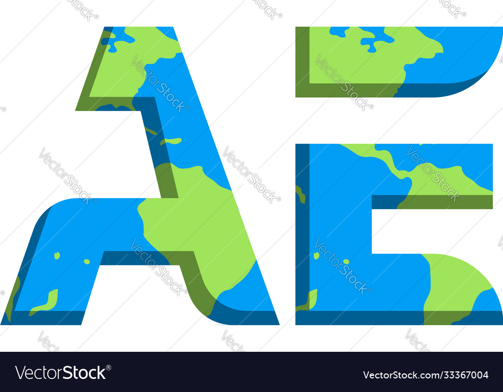 Initial ae logo design with world map style