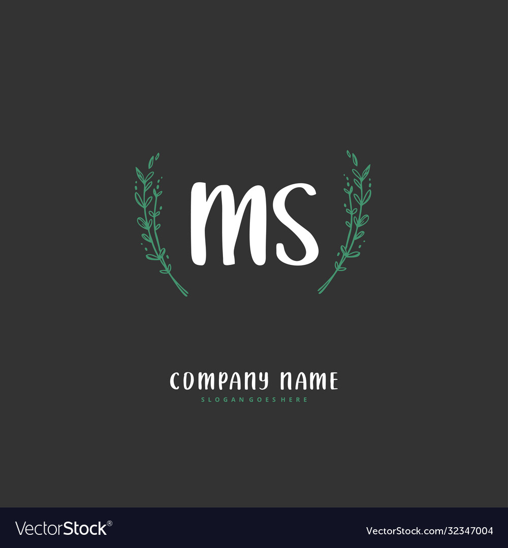 M s ms initial handwriting and signature logo