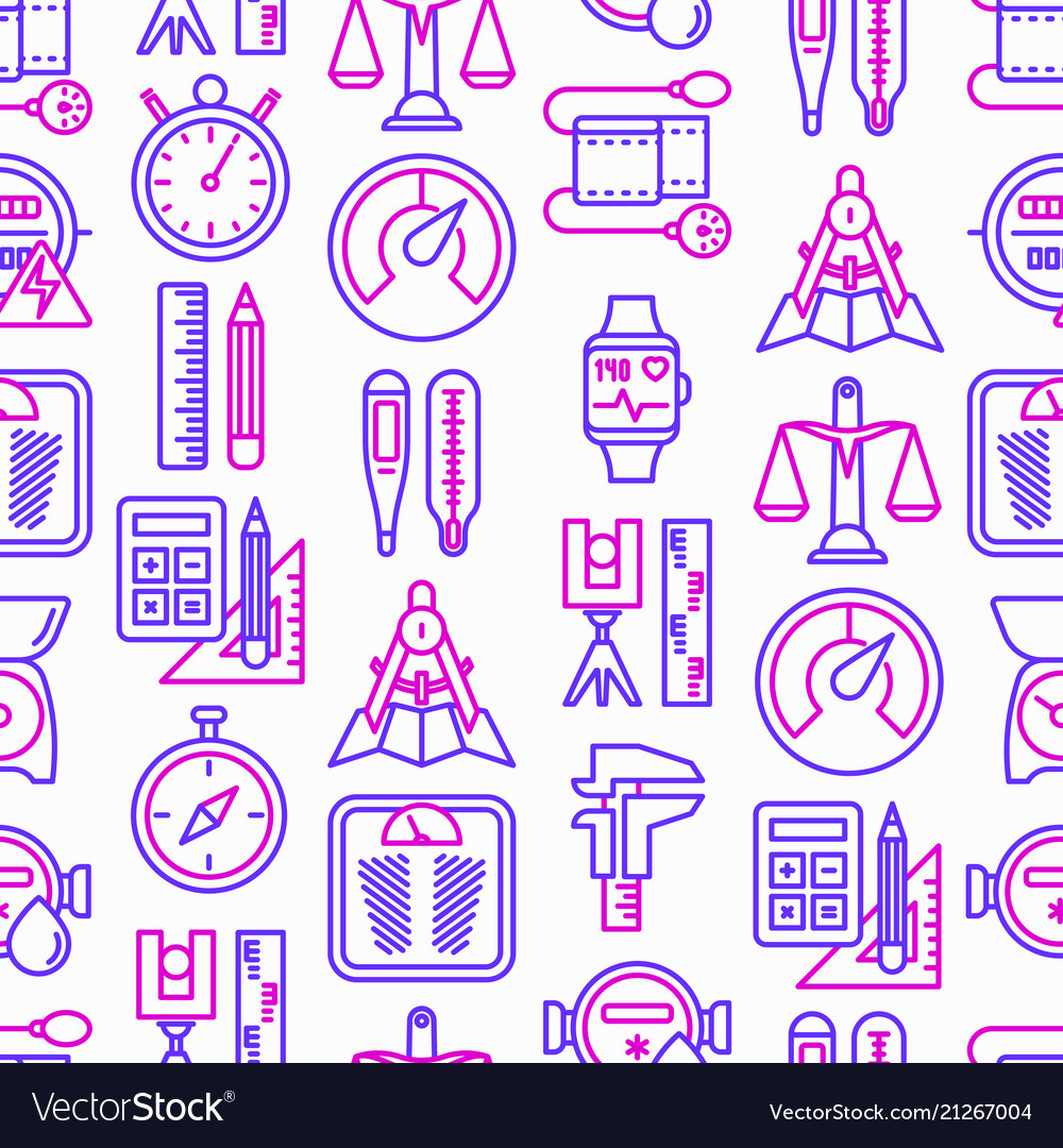 Measuring seamless pattern with thin line icons vector image Measuring seamless pattern with thin line icons