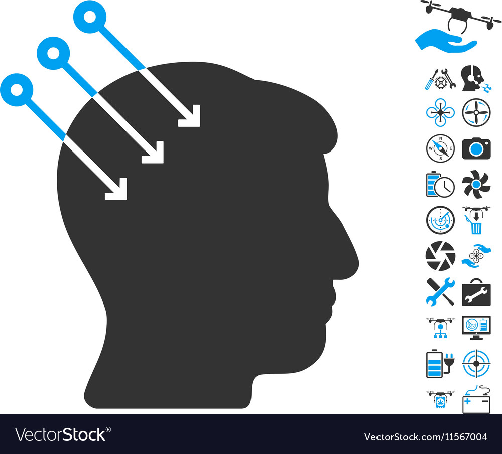 Neural interface connectors icon with copter tools