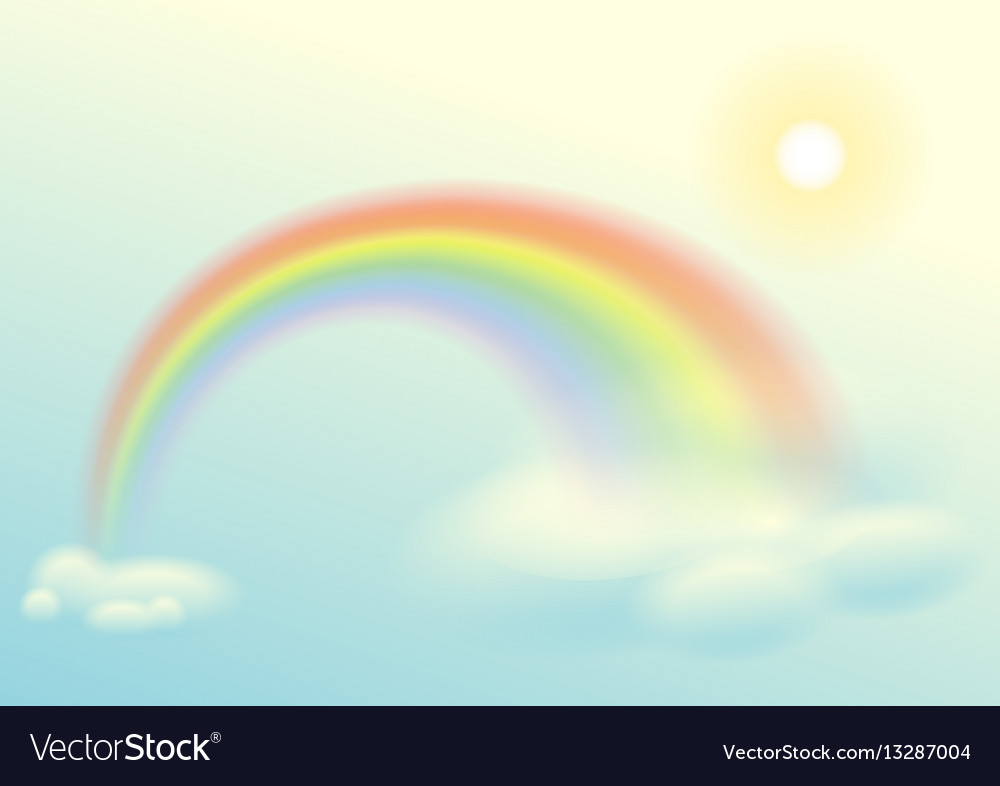 Rainbow sun and clouds sky