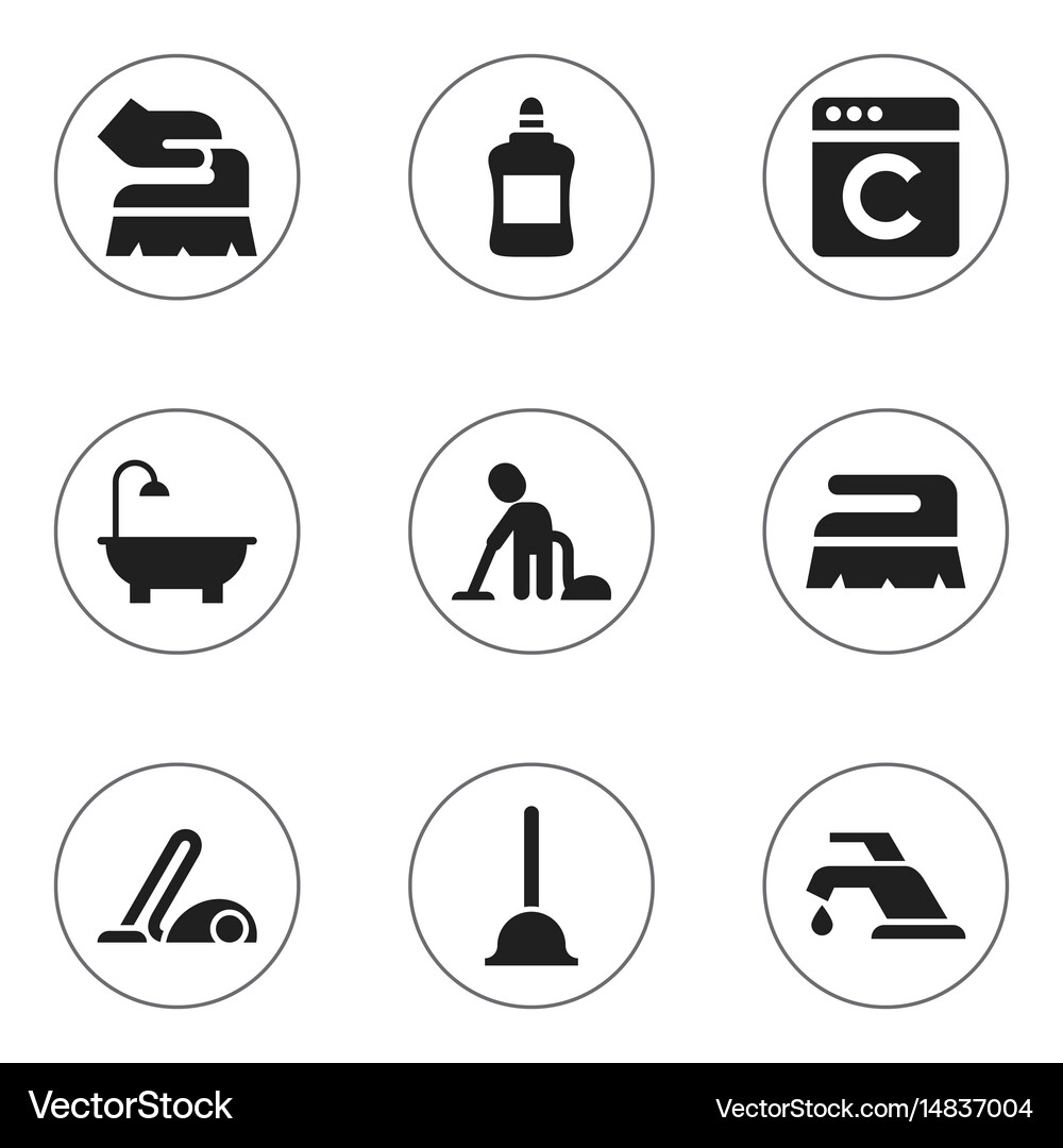 Set 9 editable cleanup icons includes symbols Vector Image
