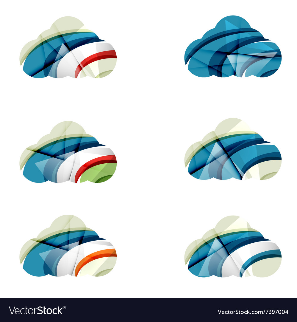 Set of abstract cloud computing icons business