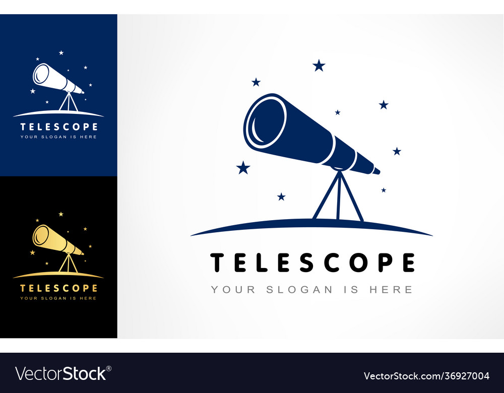 Telescope Nacht Himmel und Sterne Logo