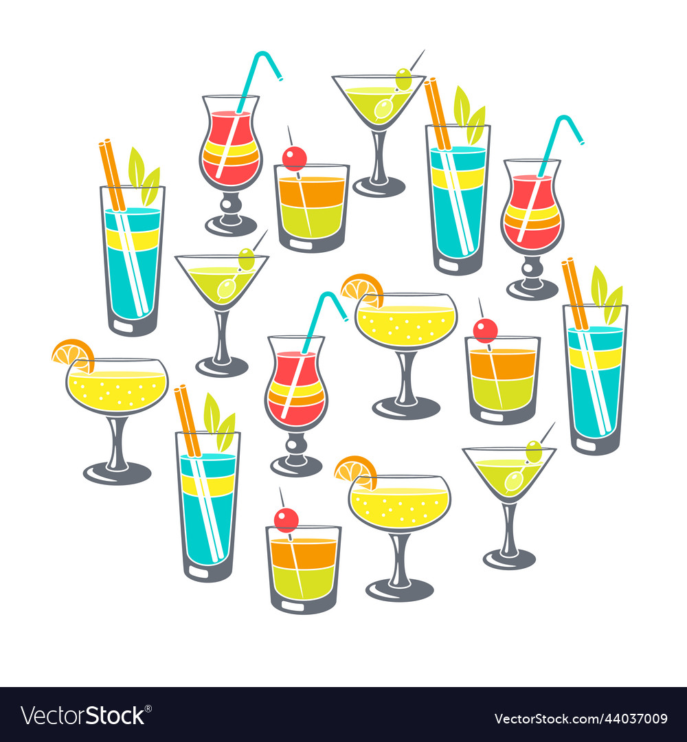 Background with cocktails in glass alcoholic Vector Image