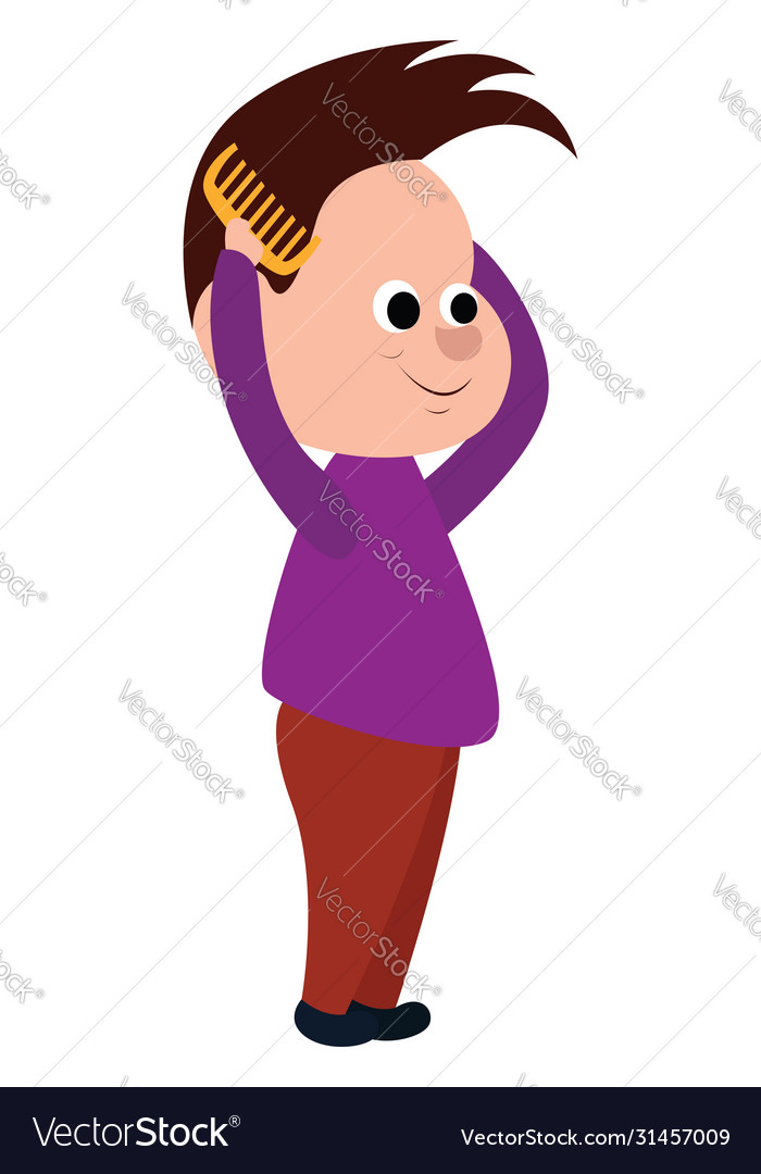 Boy with a comb on white background Royalty Free Vector