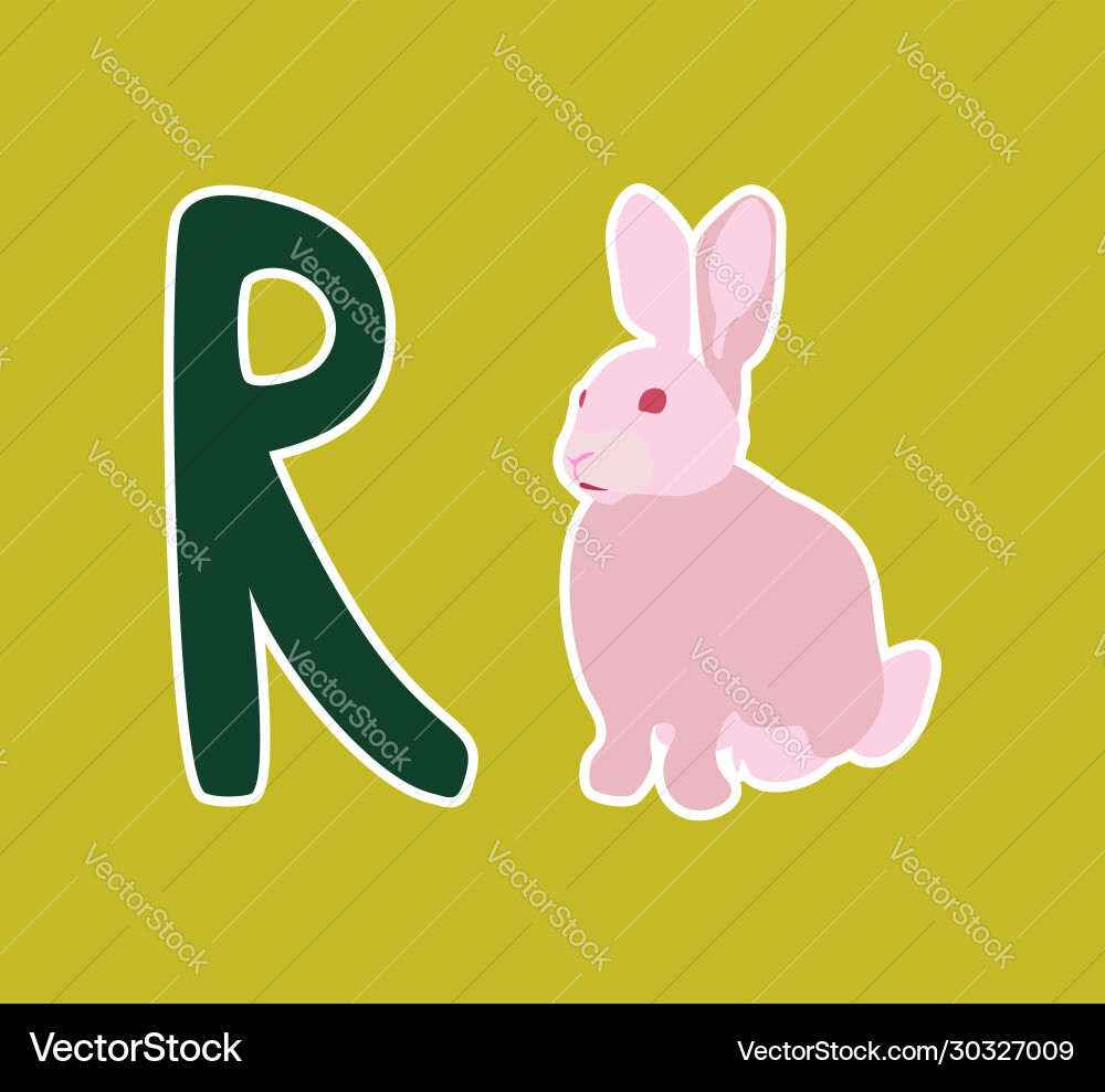 Children cards with alphabet pink rabbit Vector Image