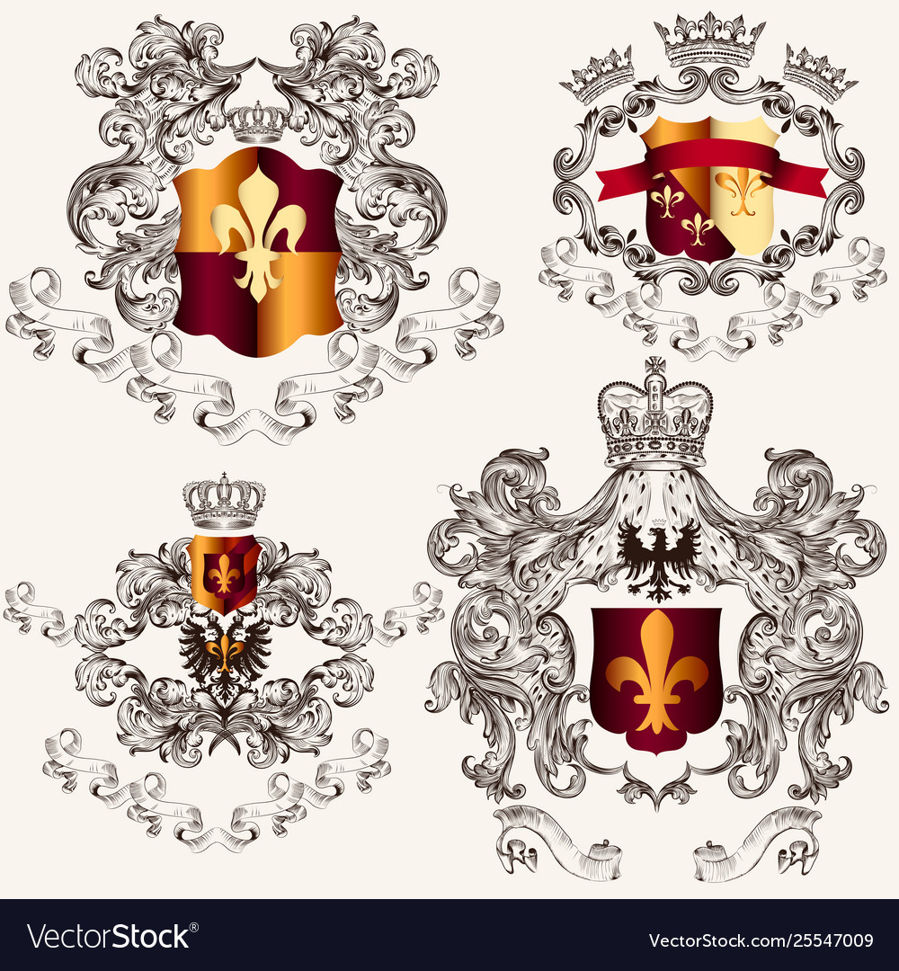 Collection heraldic shields in vintage style Vector Image