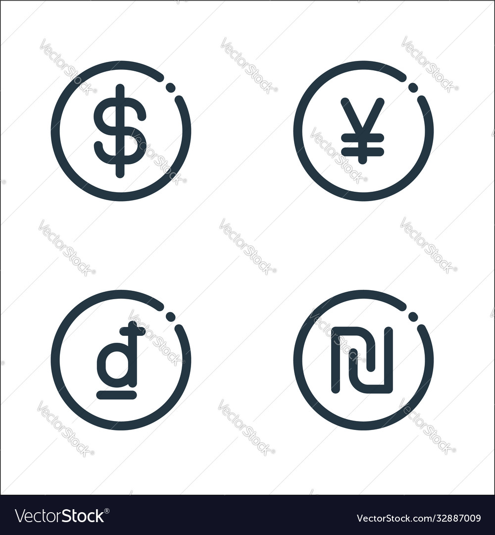 Currency line icons linear set quality