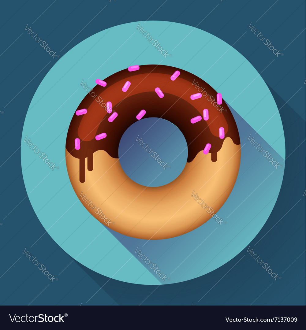 Cute sweet colorful donut icon flat designed