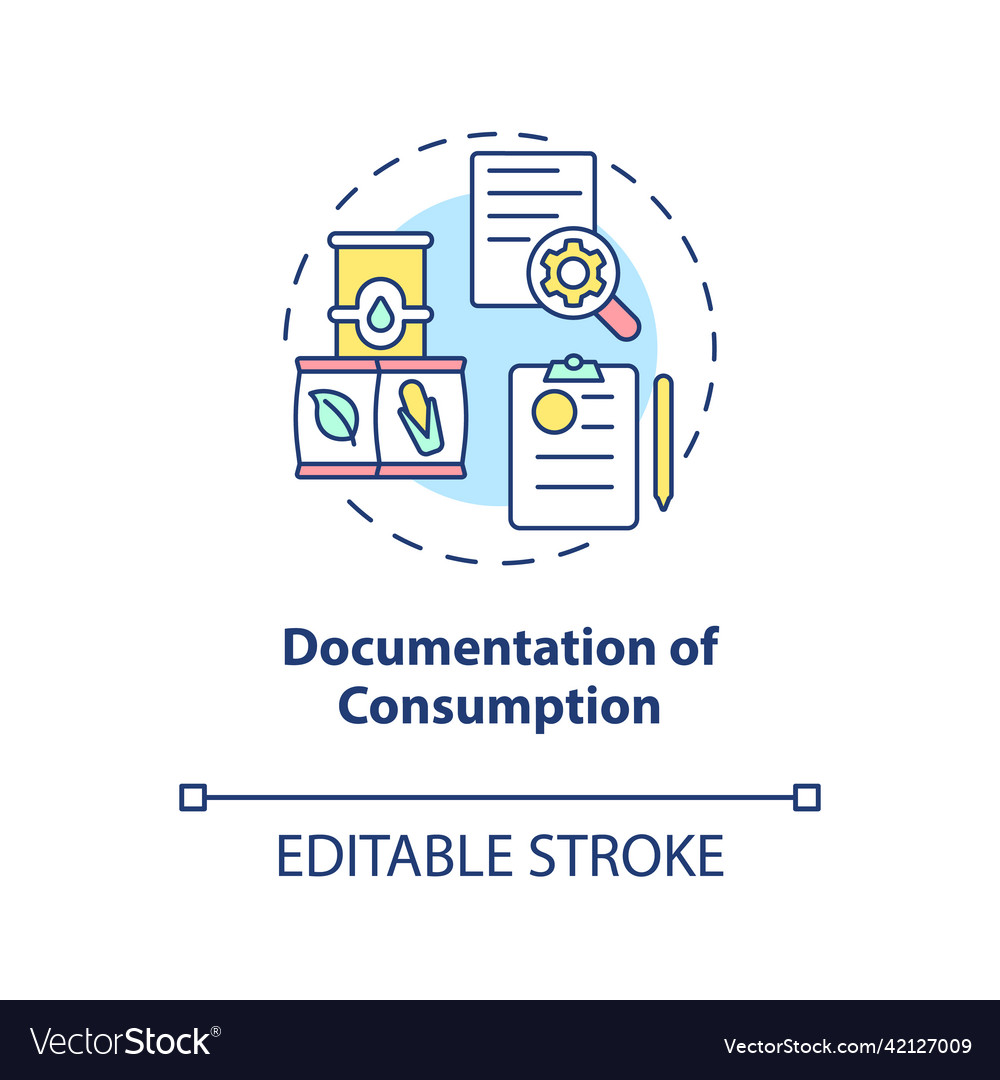 Documentation of consumption concept icon vector image Documentation of consumption concept icon