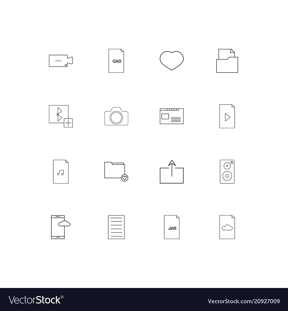 Files and folders sign linear thin icons set