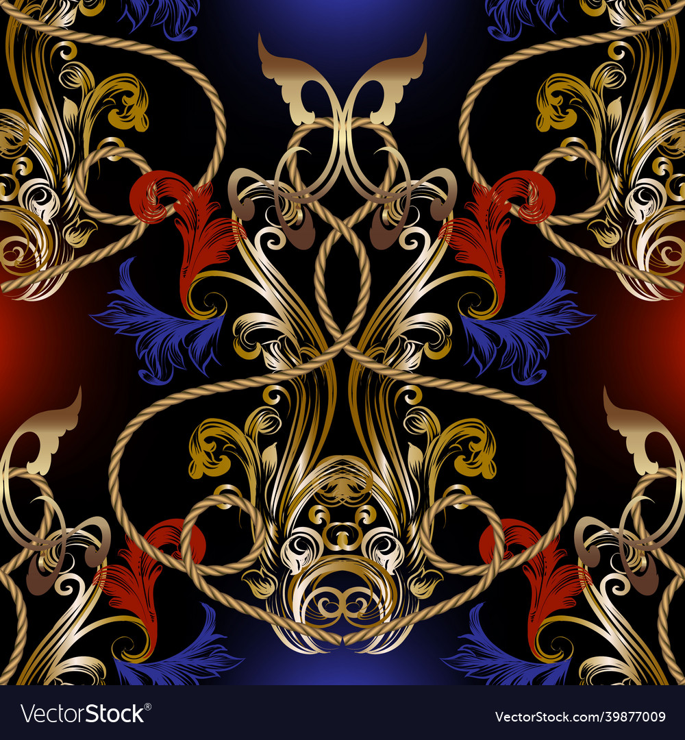 Gold baroque old style seamless pattern vector image Gold baroque old style seamless pattern