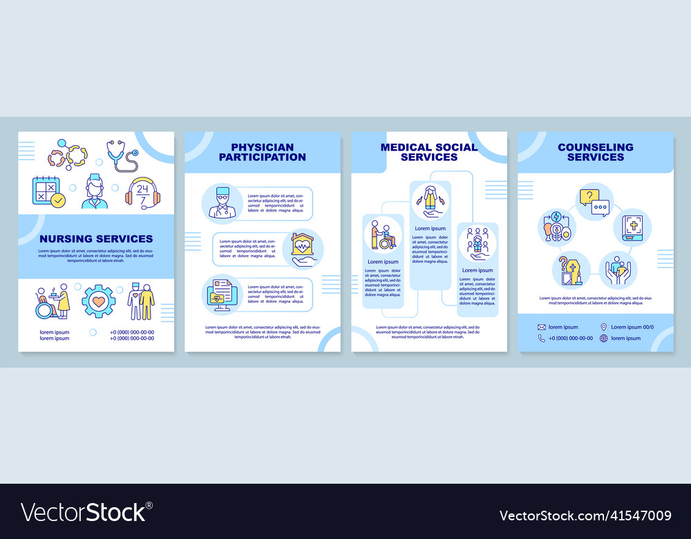 Hospice care includes blue brochure template Vector Image