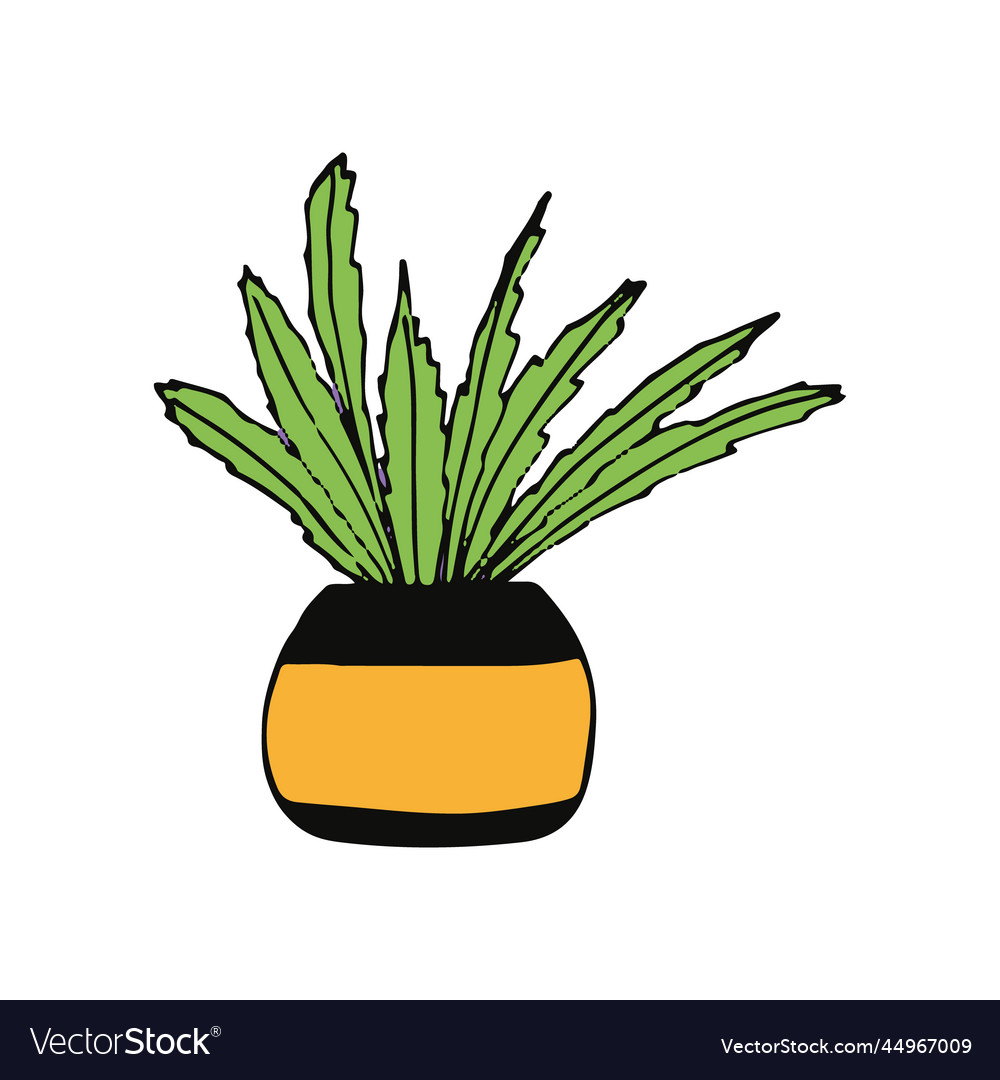 Houseplant in a pot icon hand drawn