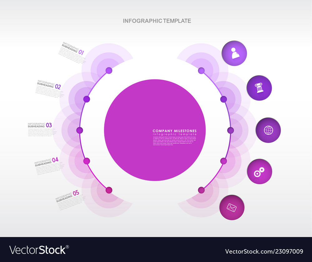 Infographic template with five colorful shapes