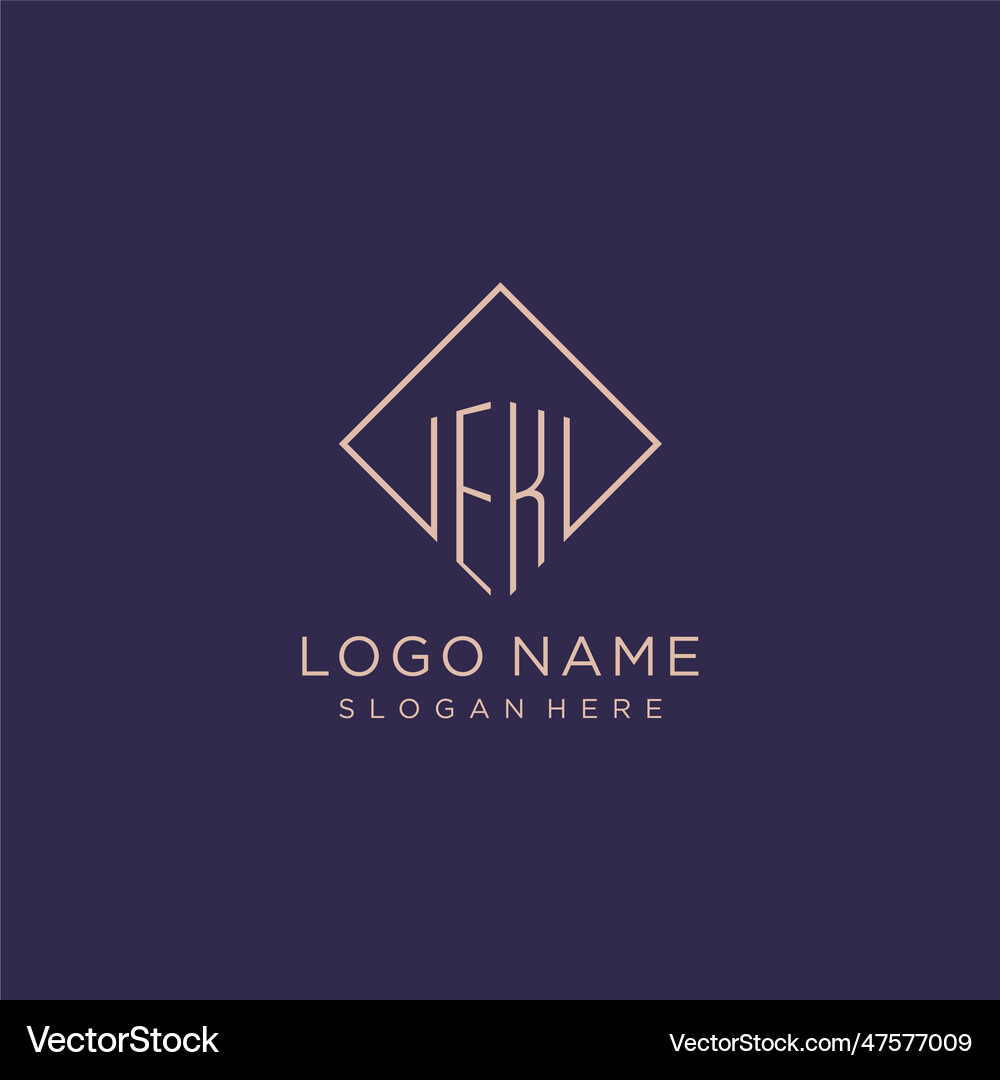 Initials ek logo monogram with rectangle style Vector Image