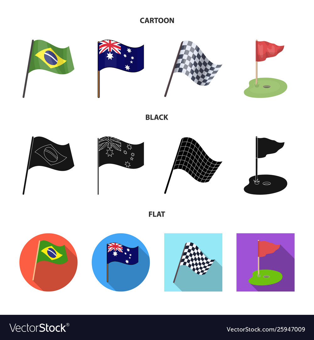Isolated object world and flag logo set
