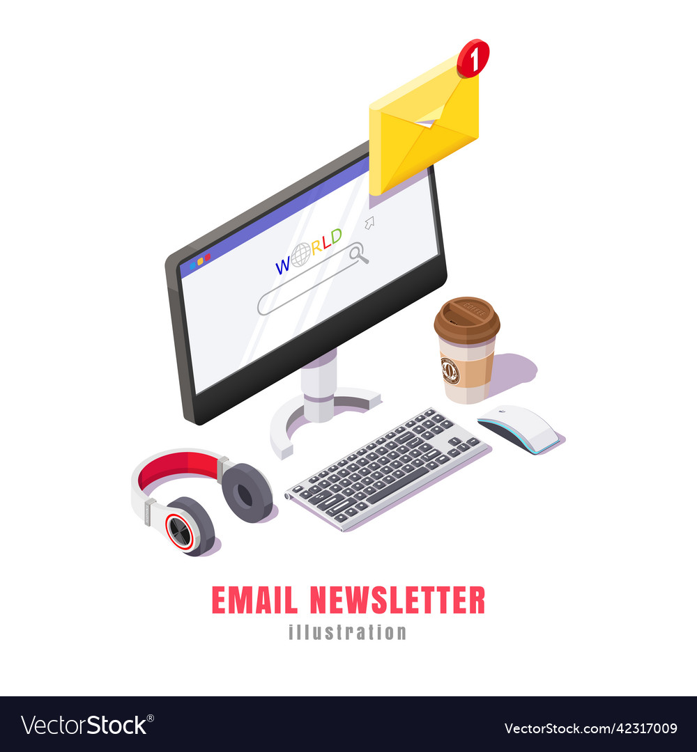 Mail service concept email notification computer Vector Image Mail service concept email notification computer