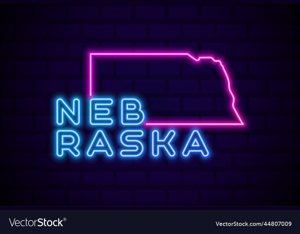 Nebraska us state glowing neon lamp sign Vector Image