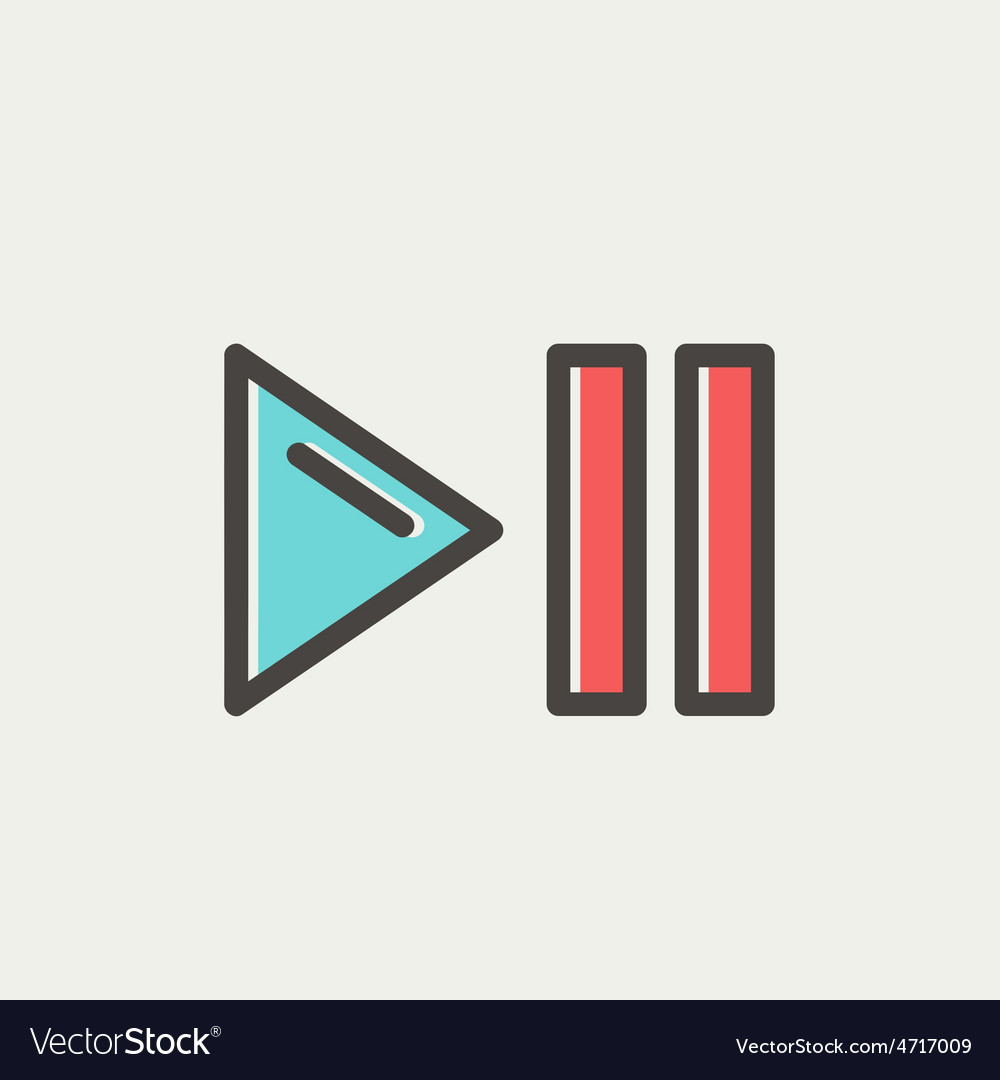 Play pause button thin line icon