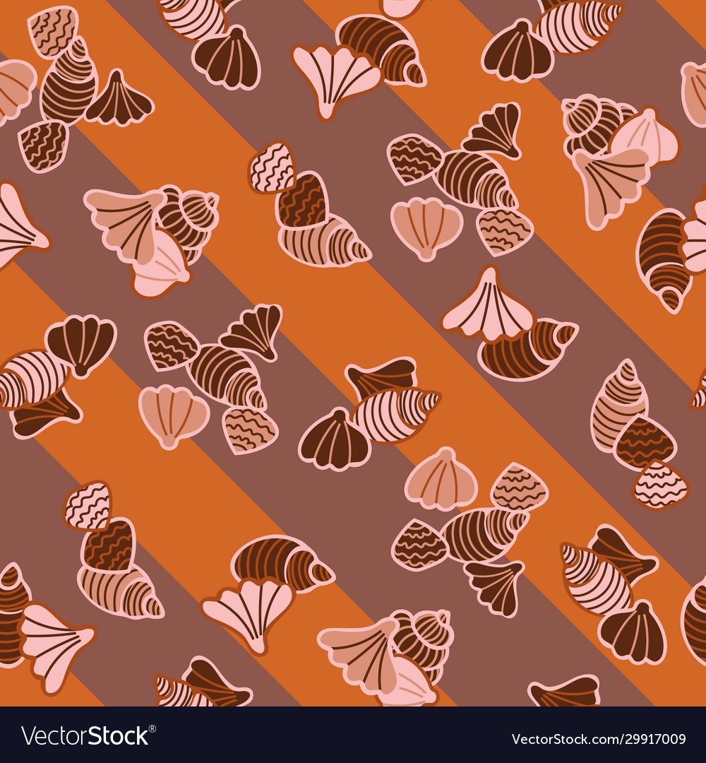 Seashells diagonal stripes seamless pattern Vector Image Seashells diagonal stripes seamless pattern