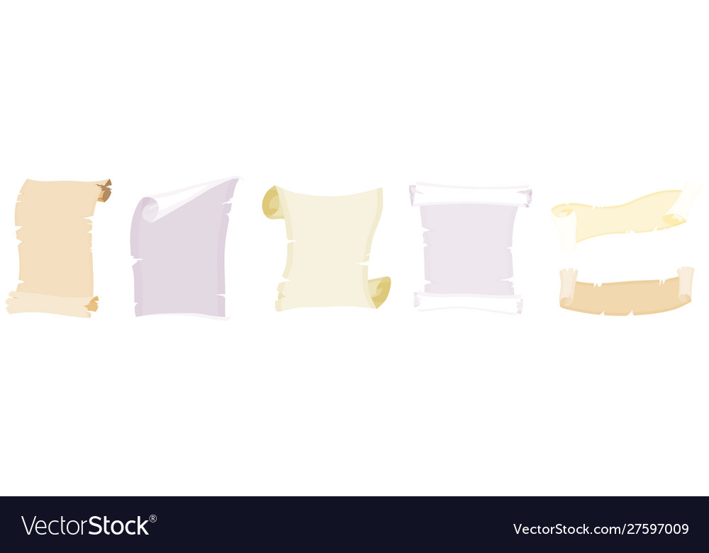 Selection different paper papyrus and scrolls