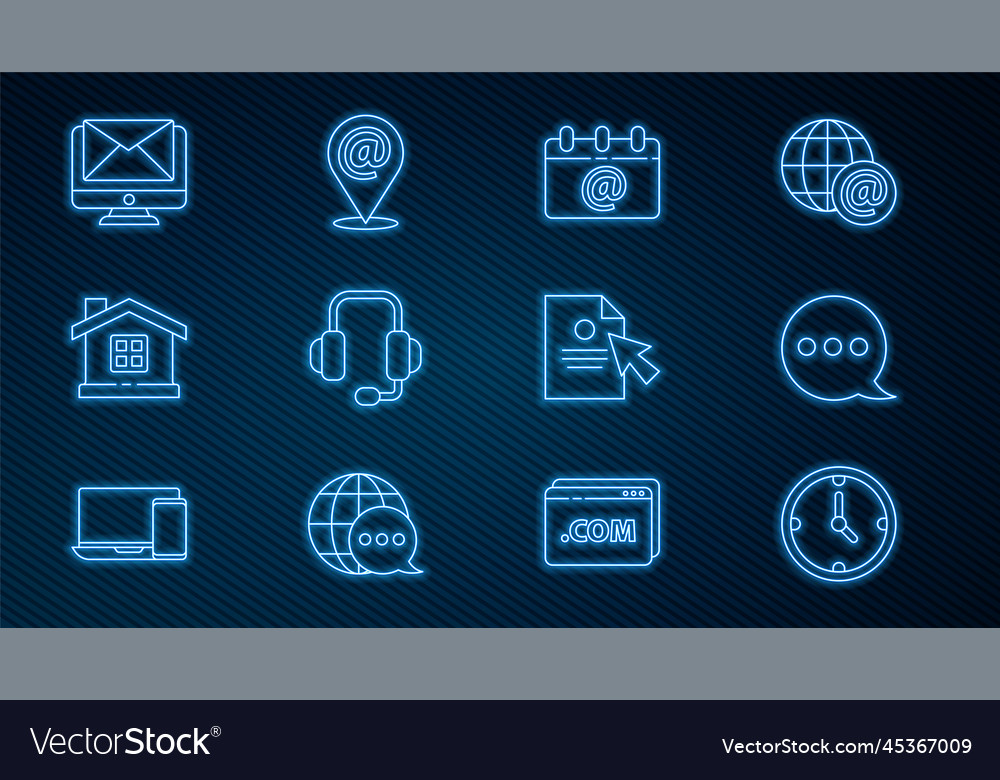 Set line clock speech bubble chat calendar vector image Set line clock speech bubble chat calendar