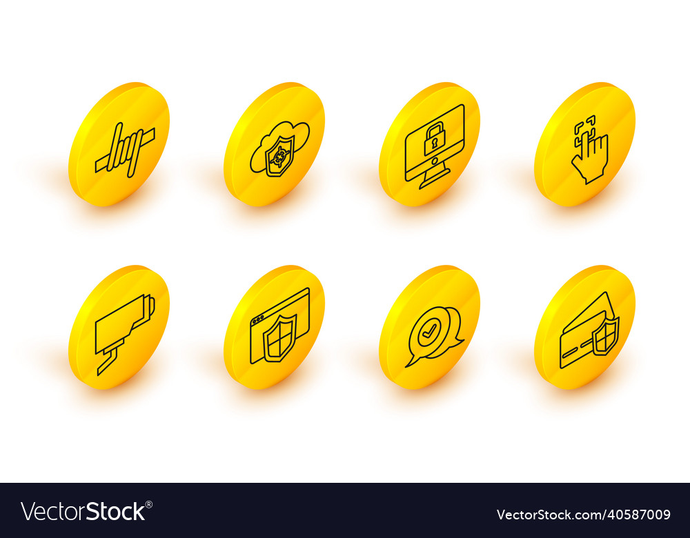 Set line credit card with shield check mark vector image Set line credit card with shield check mark