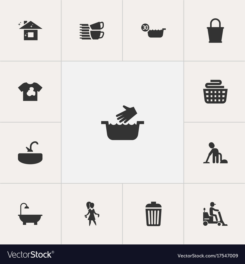 Set of 13 editable cleanup icons includes symbols