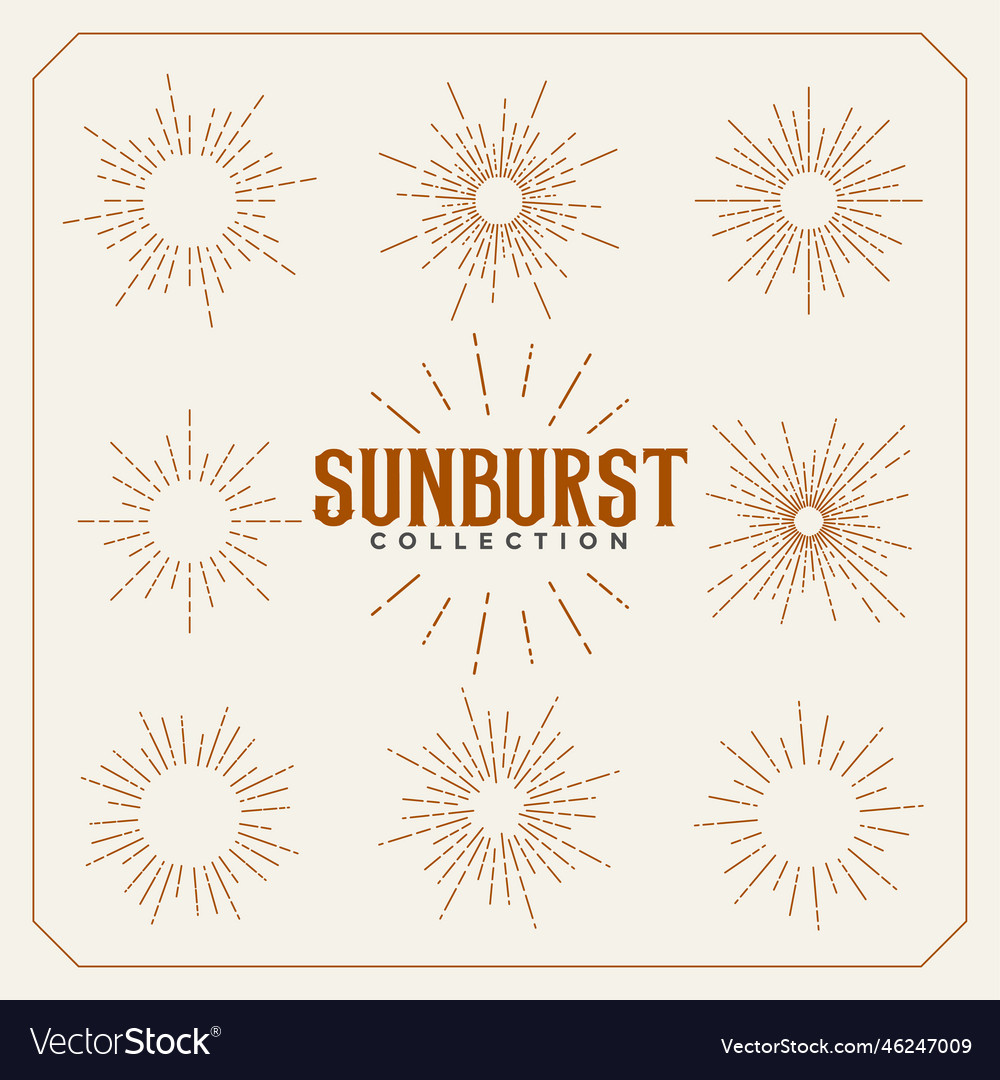 Set of sun burst vintage lines design