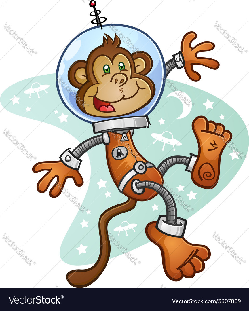 Space monkey cartoon character Royalty Free Vector Image