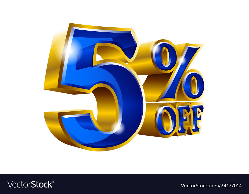 5 off - five percent discount gold and blue