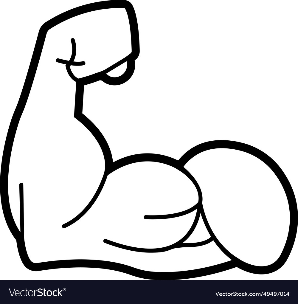 Arm Muscle Flex Strong Emoji Black Line Icon Vector Image