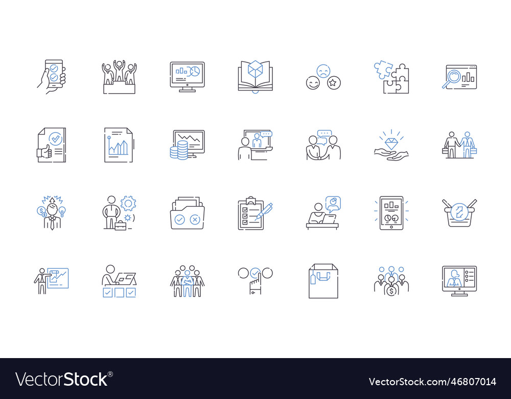 Assignment line icons collection project vector image Assignment line icons collection project