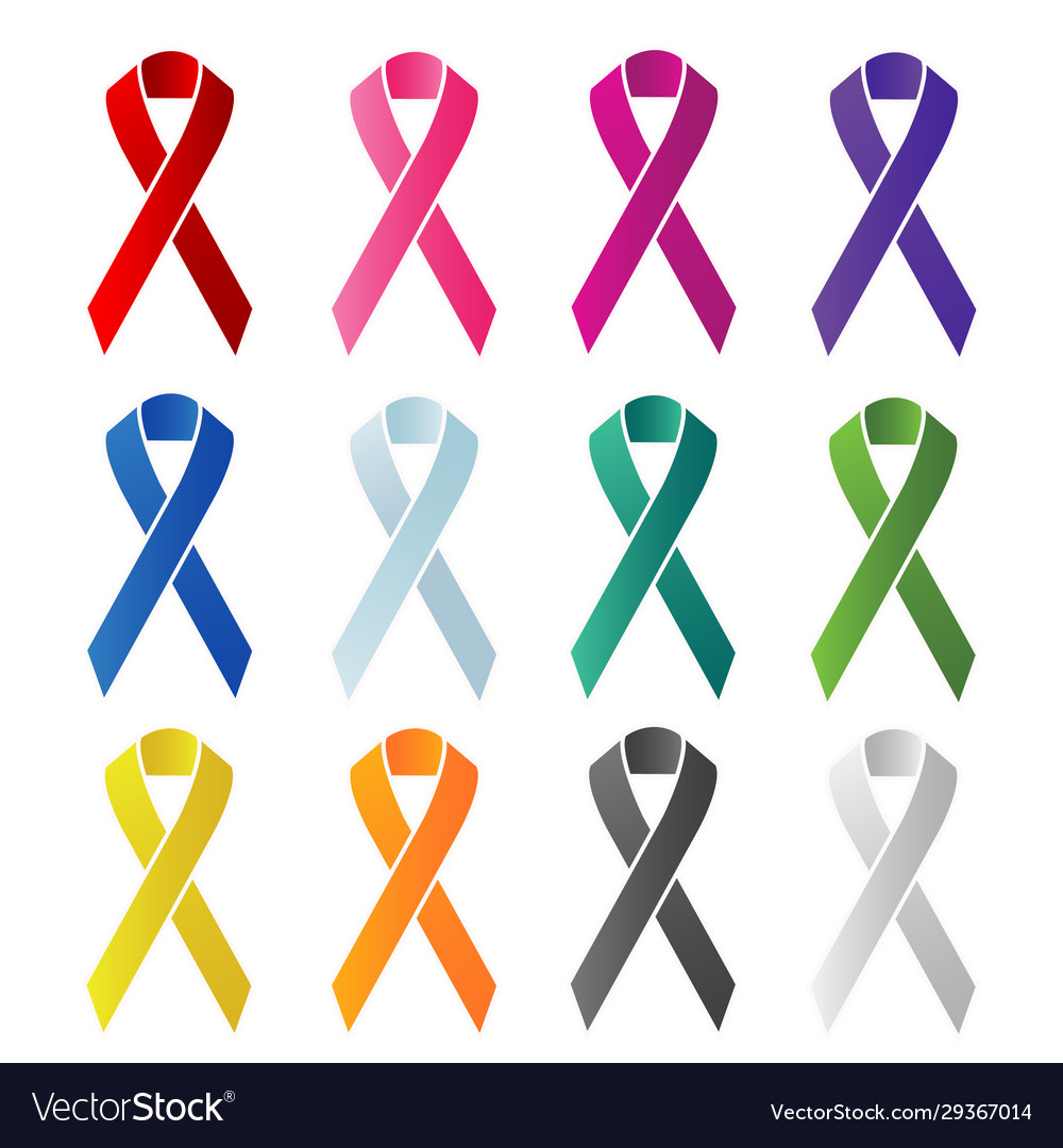 Awareness ribbon set image vector image Awareness ribbon set image