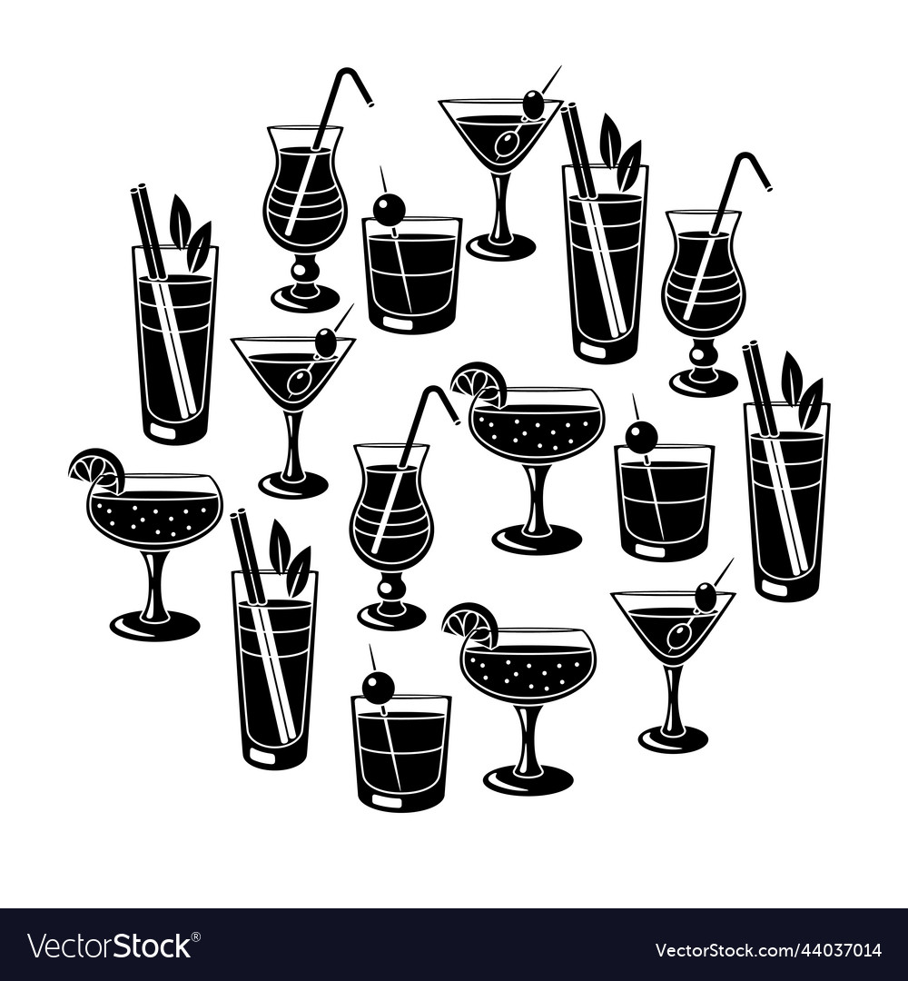 Background with cocktails in glass alcoholic Vector Image