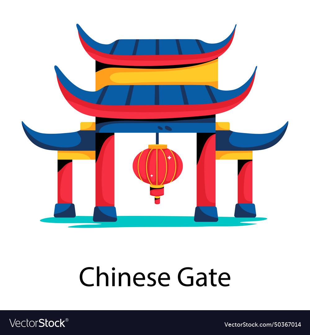 Chinese gate Royalty Free Vector Image - VectorStock