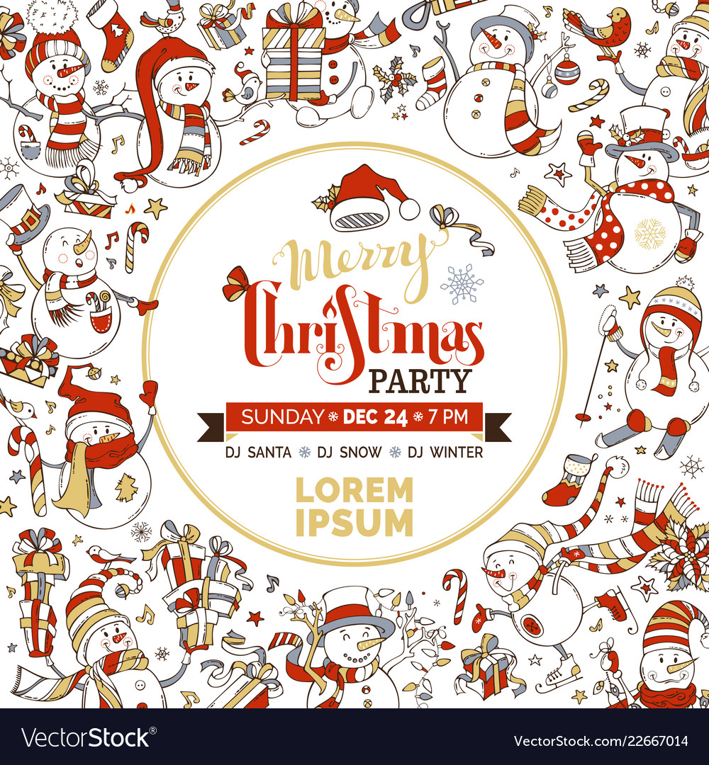 christmas party invitation template with cute cute party invites