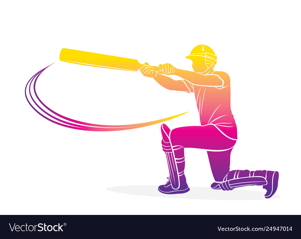 Cricket player hitting big shot Royalty Free Vector Image