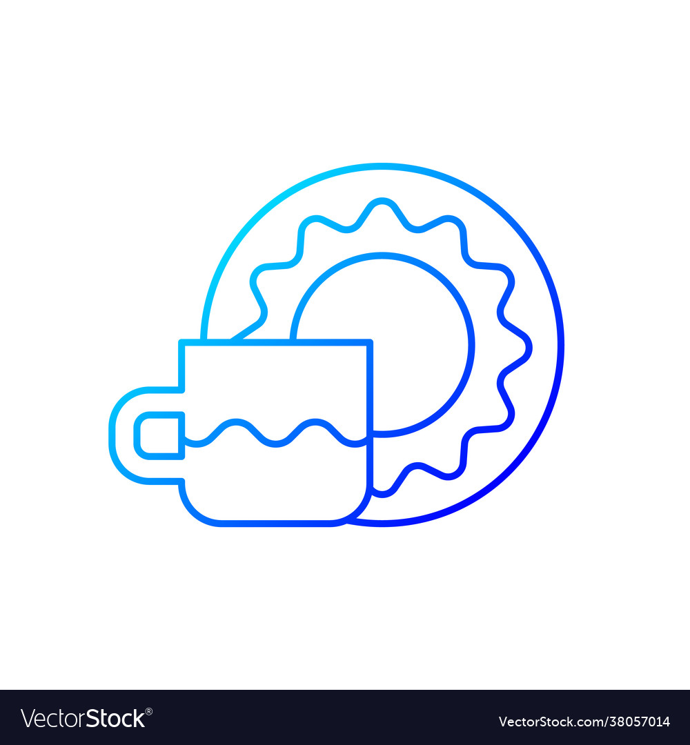 Cup and saucer set gradient linear icon Vector Image Cup and saucer set gradient linear icon