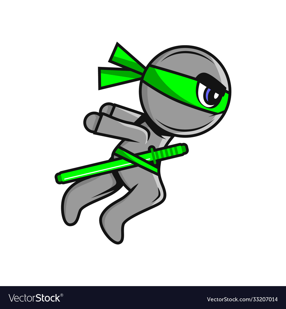 Editable running ninja vector image Editable running ninja
