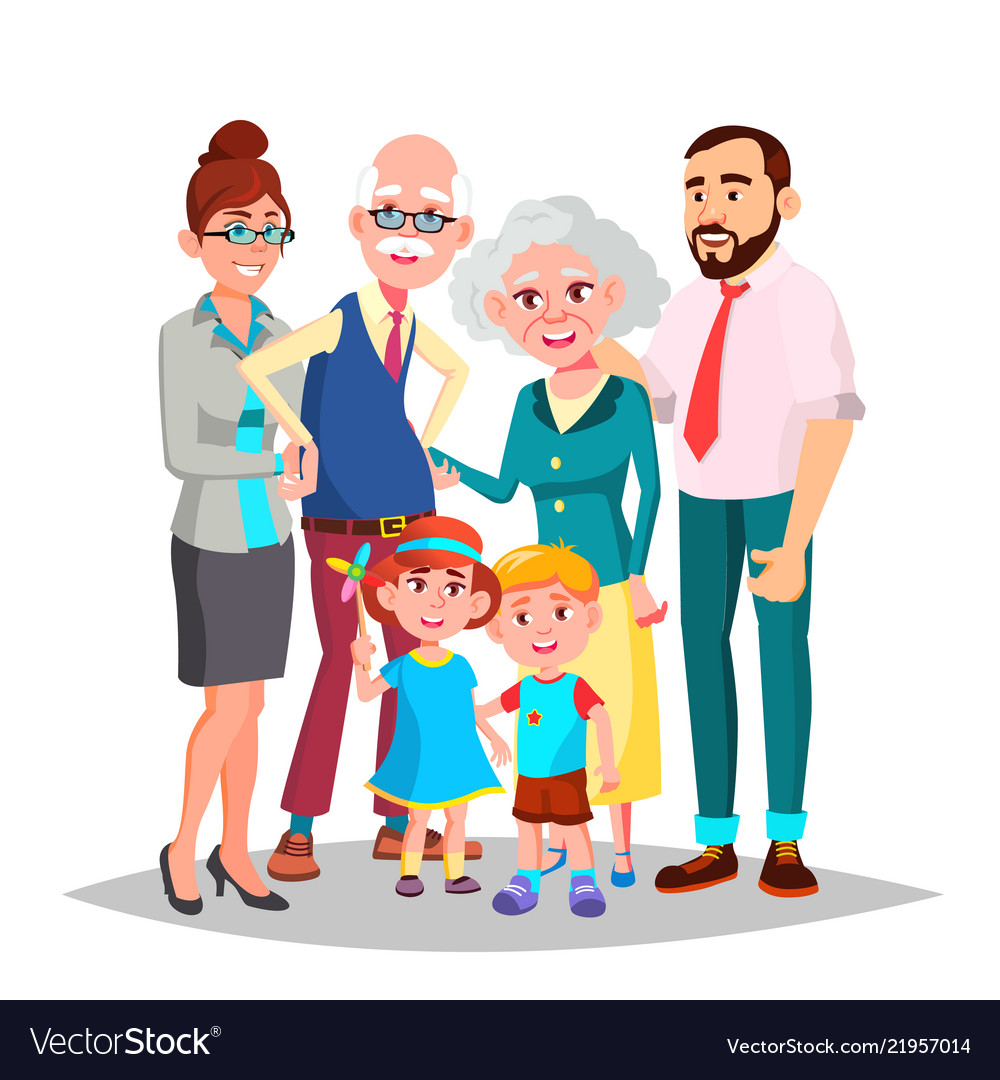 Family mom dad children grandparents Royalty Free Vector