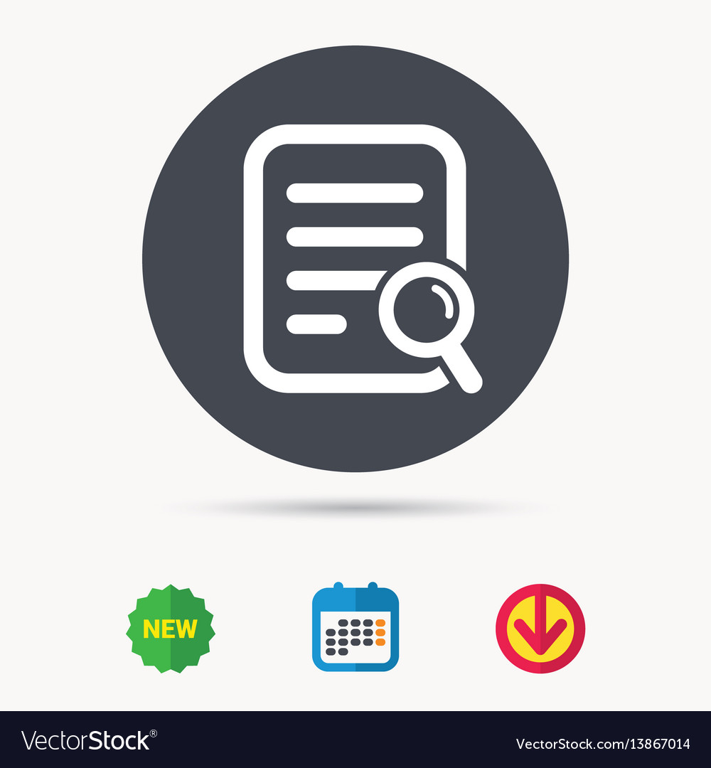File search icon document page with magnifier