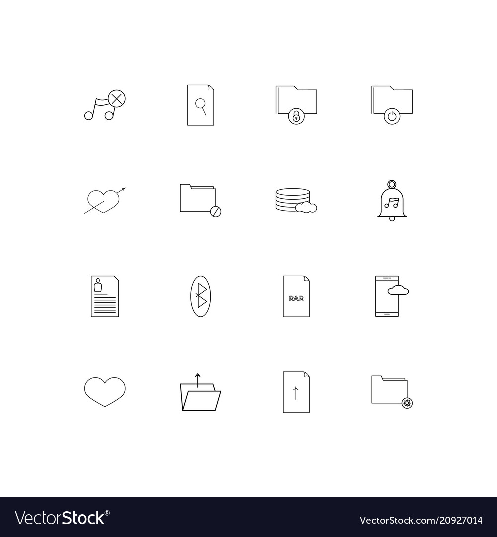 Files and folders sign linear thin icons set